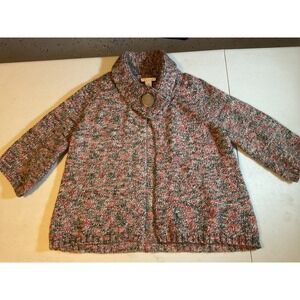 TWEEDS Women's Multi Color Speckled Button‎ Front Cardigan Sweater M